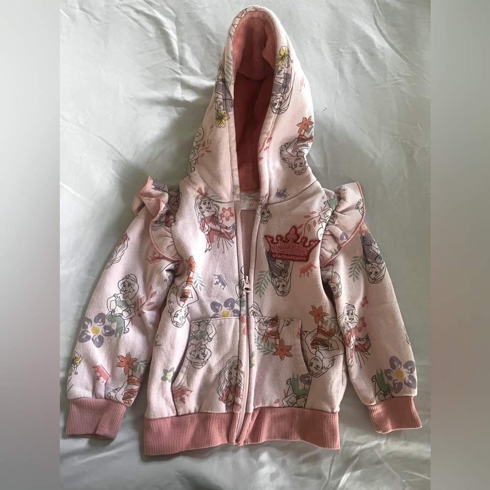 Disney Princess Pink Jacket Size 3T Hoodie Full Zip